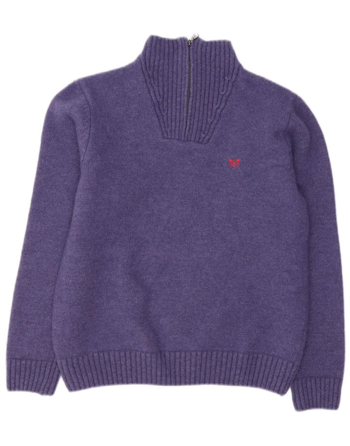 Crew Clothing Herren-Pullover mit Reißverschluss am Hals, groß, violette Lammwolle