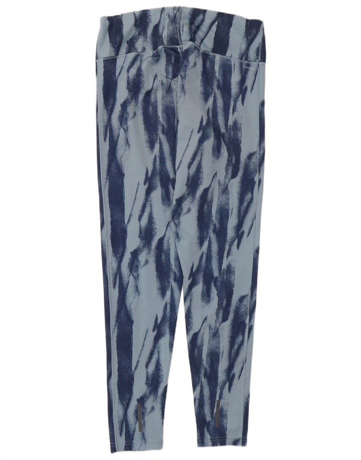 Adidas Damen Climalite Abstract Pattern Leggings UK 16/18 Large Blau