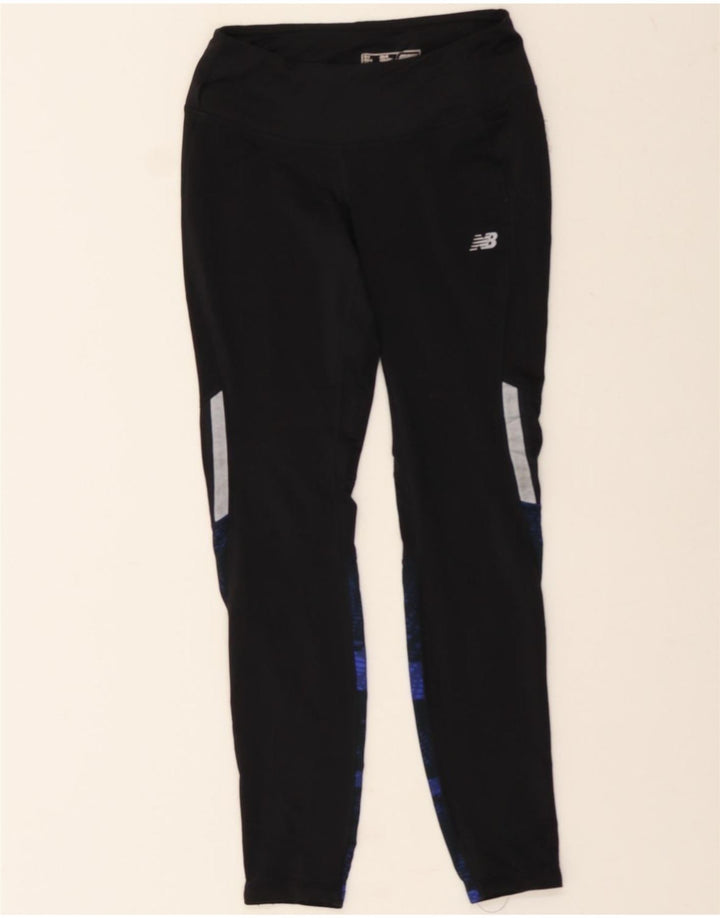 NEW BALANCE Womens Leggings UK 10 Small Black Colourblock Polyester Vintage New Balance and Second-Hand New Balance from Messina Hembry 