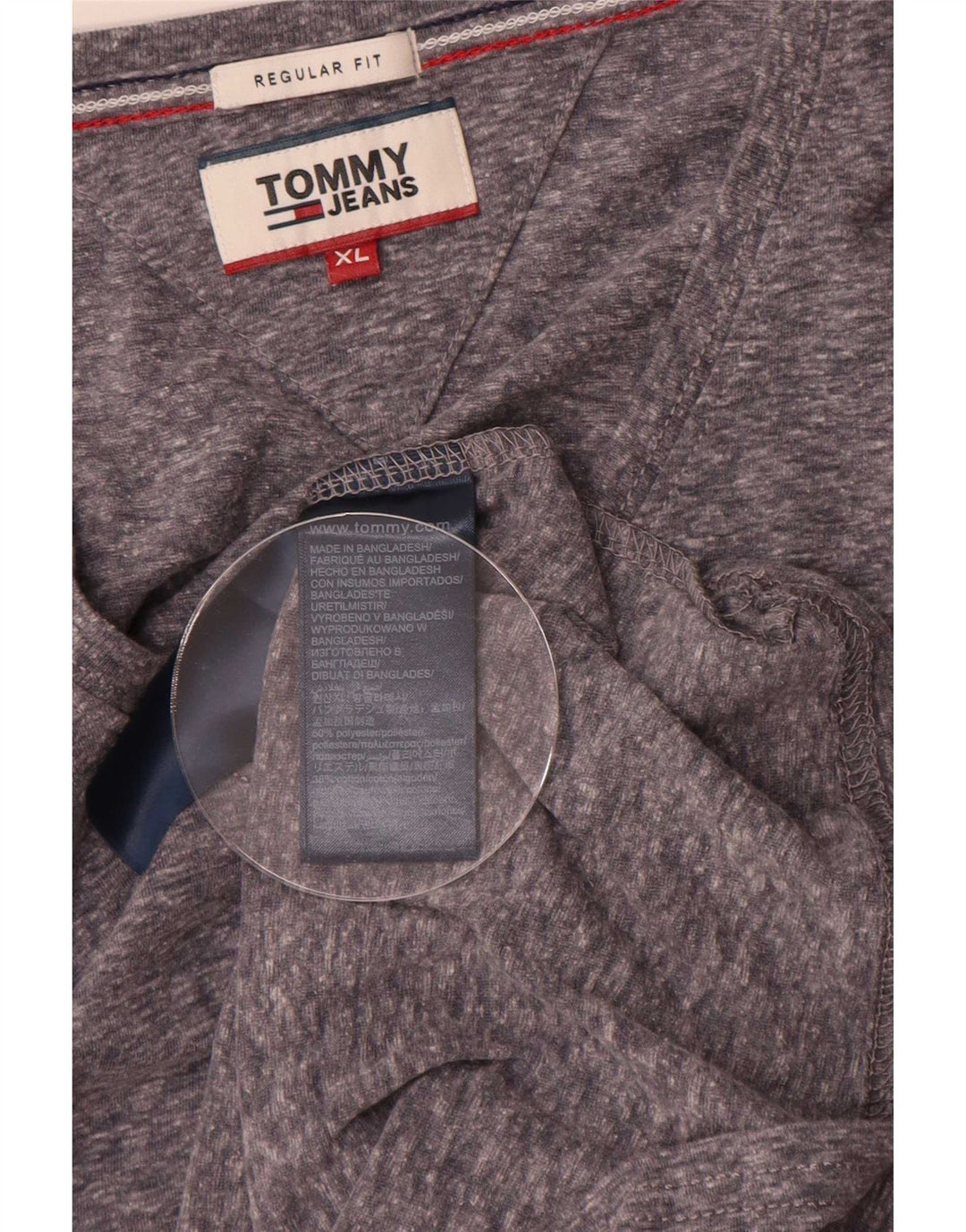 Tommy Hilfiger Herren-T-Shirt mit normaler Passform, XL, grau geflecktes Polyester