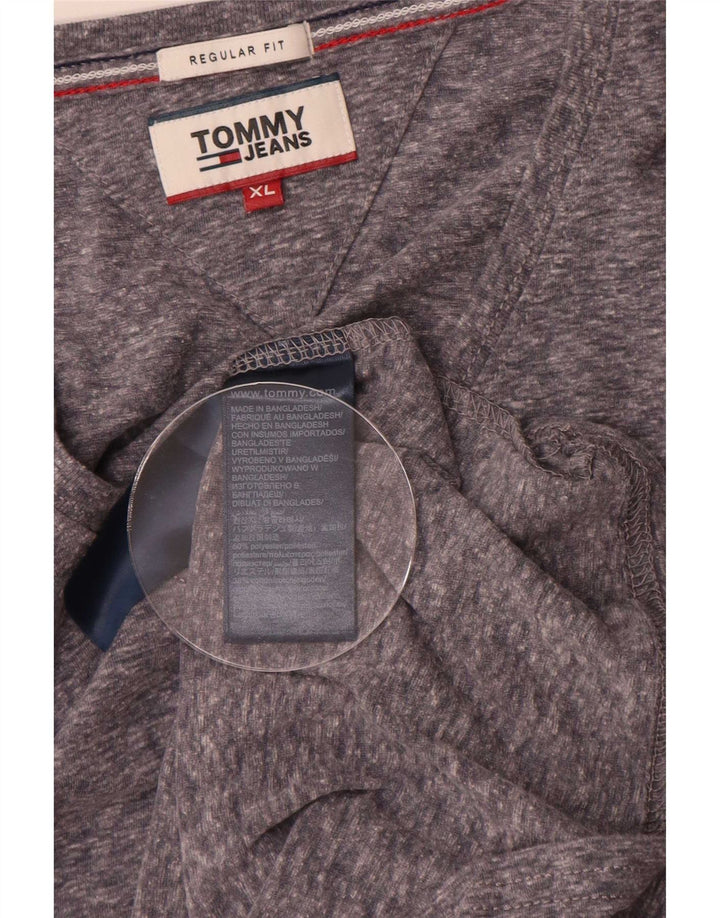 Tommy Hilfiger Herren-T-Shirt mit normaler Passform, XL, grau geflecktes Polyester