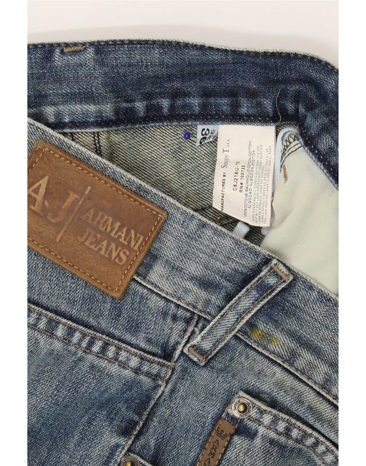 Armani Herren Distressed Straight Jeans W36 L30 Blaue Baumwolle