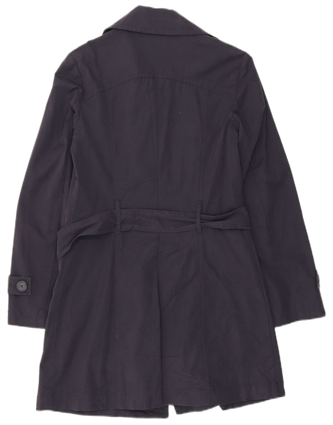 SISLEY Womens Trench Coat IT 42 Medium Navy Blue Cotton