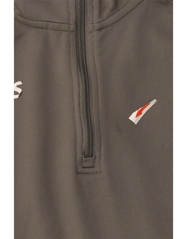 Asics Herren-Pullover-Trainingsanzugoberteil mit Reißverschluss am Hals, großes graues Farbblock-Polyester