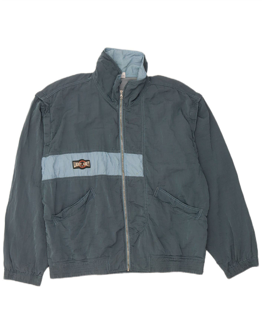 BELFE Herren-Trainingsanzugoberteil, UK-Größe 38, mittelblaues Colourblock-Polyamid