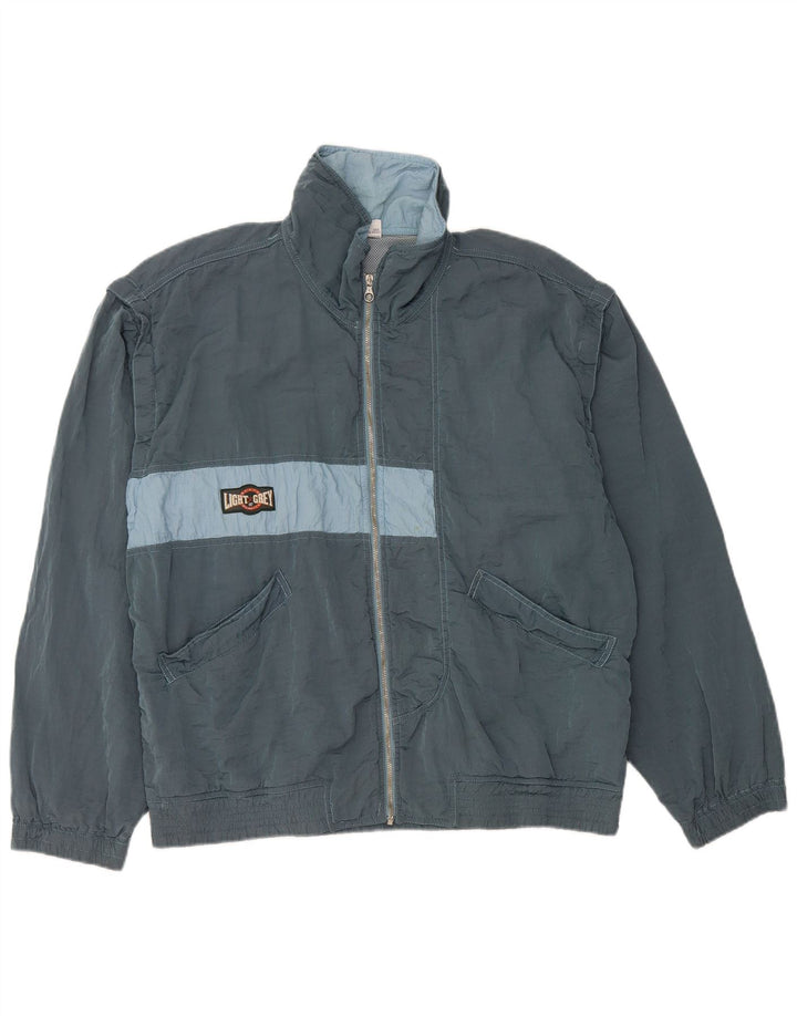 BELFE Herren-Trainingsanzugoberteil, UK-Größe 38, mittelblaues Colourblock-Polyamid