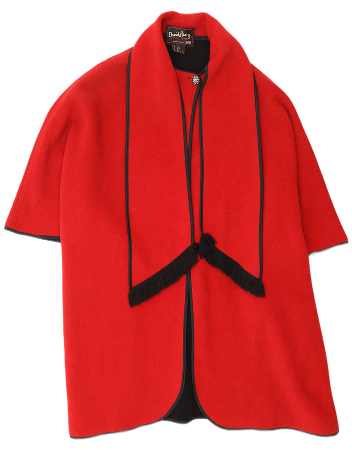 DAVID BARRY Damen Cape-Mantel, Einheitsgröße, rote Wolle