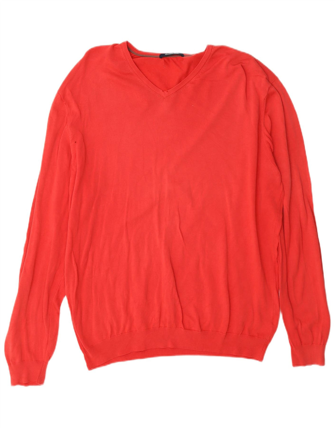 Massimo Dutti Herren-Pullover mit V-Ausschnitt, Größe L, Rot