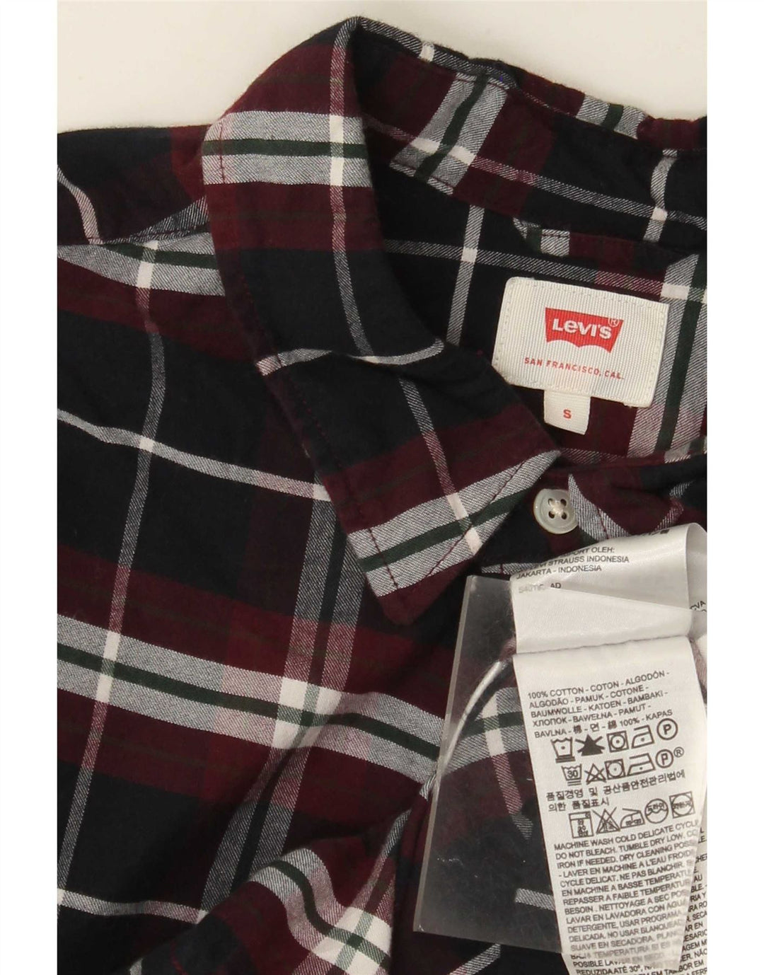 Levi's Herren-Flanellhemd, klein, schwarz, kariert, Baumwolle