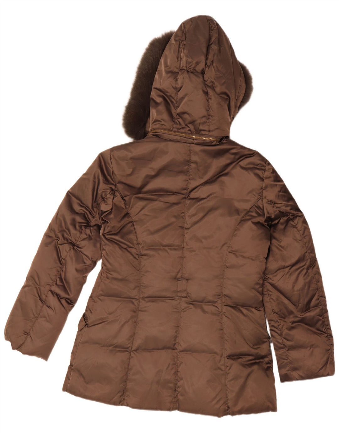 Trussardi Wattierte Damenjacke mit Kapuze IT 46 Large Braun Polyester