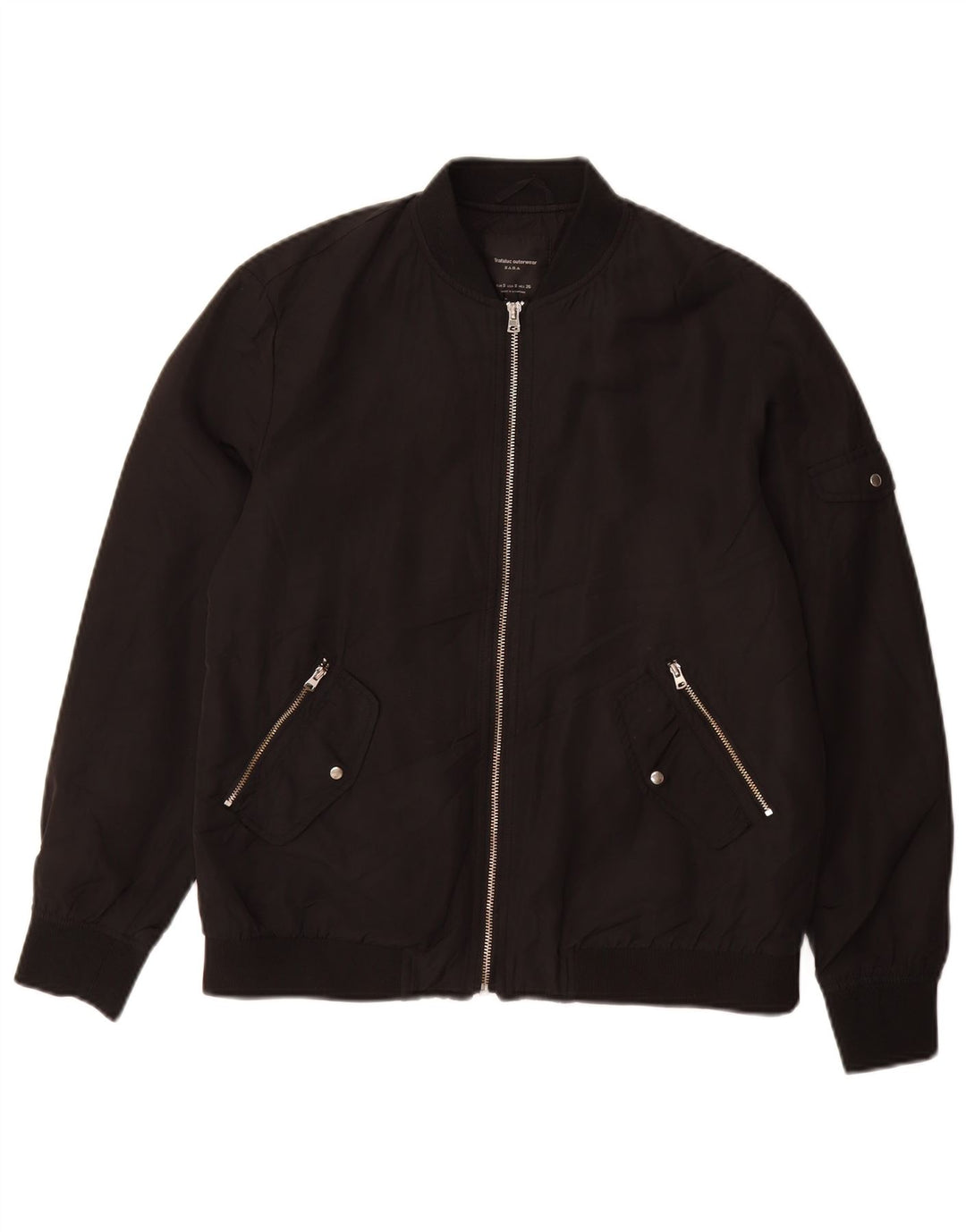 ZARA Damen Bomberjacke UK 10 Small Schwarz