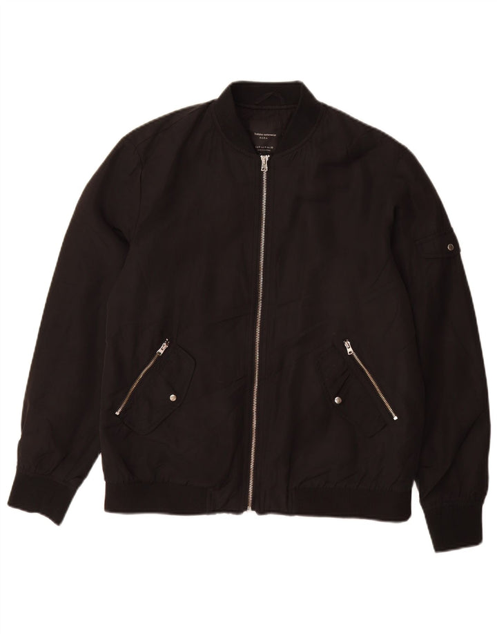 ZARA Damen Bomberjacke UK 10 Small Schwarz