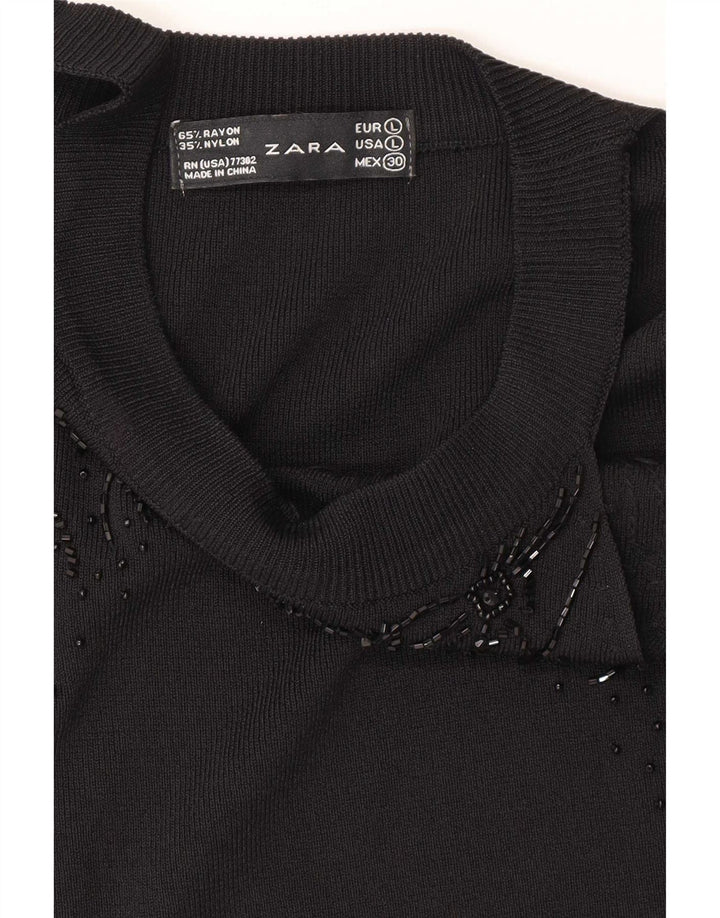 Ärmelloses Blusenoberteil für Damen von Zara, Gr. 44, Größe L, Schwarz, Viskose