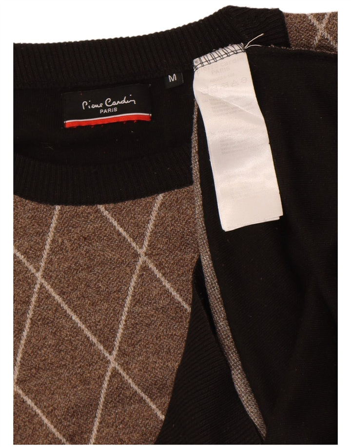 Pierre Cardin Herren-Pullover mit Rundhalsausschnitt, Mittelschwarz, Argyle/Diamant