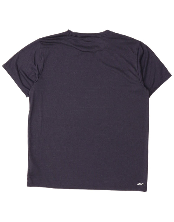 New Balance Herren T-Shirt Top Large Marineblau Nadelstreifen Polyester