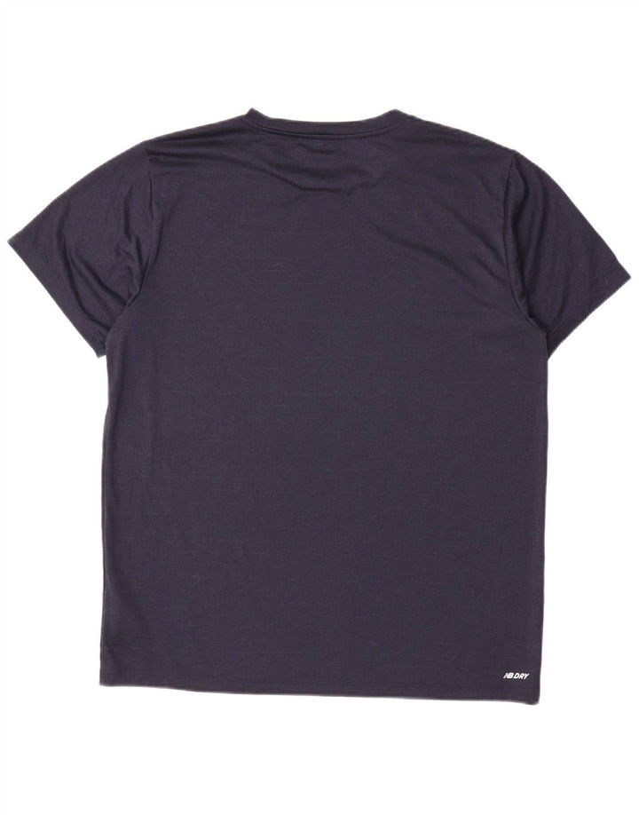 New Balance Herren T-Shirt Top Large Marineblau Nadelstreifen Polyester