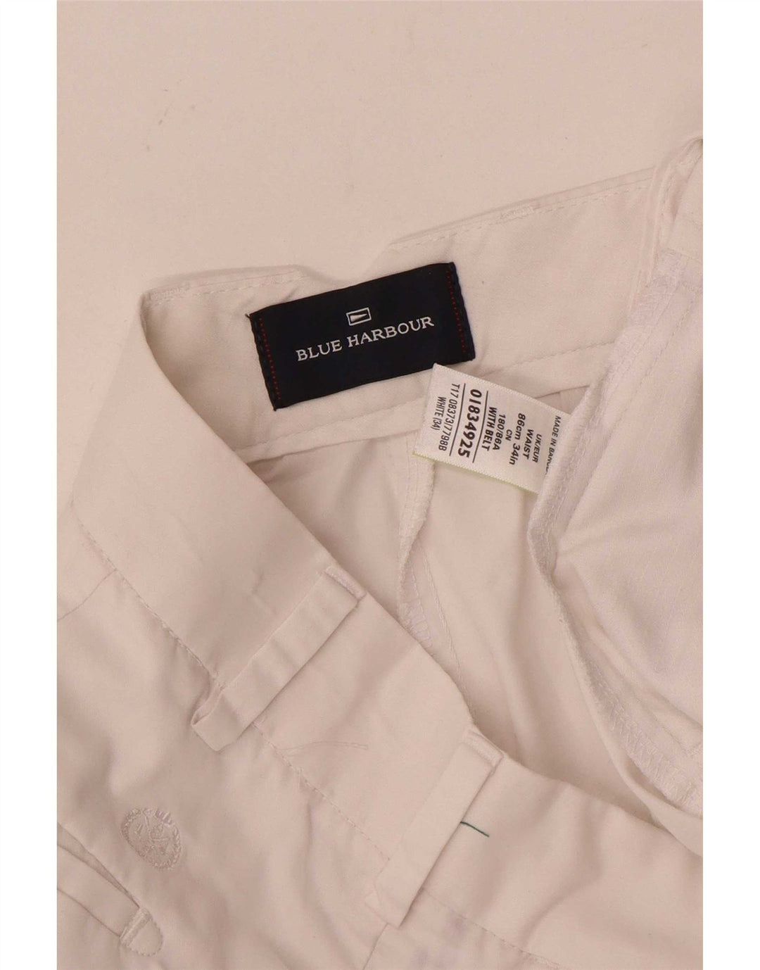 Marks & Spencer Herren Blue Harbor Chino Shorts W34 Große weiße Baumwolle