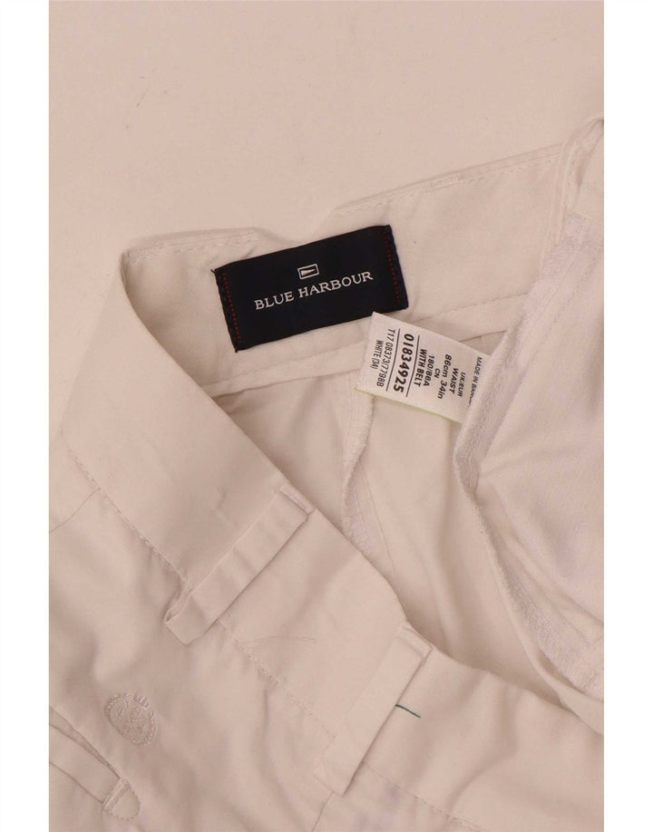 Marks & Spencer Herren Blue Harbor Chino Shorts W34 Große weiße Baumwolle