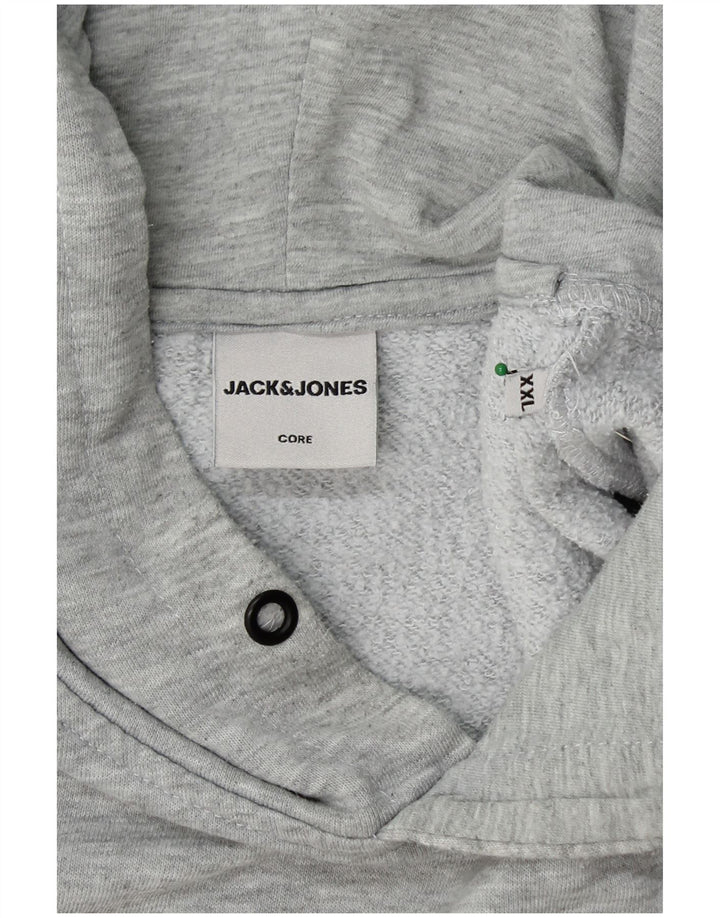 JACK & JONES Herren-Kapuzenpullover mit Grafik, 2XL, grau, Polyester