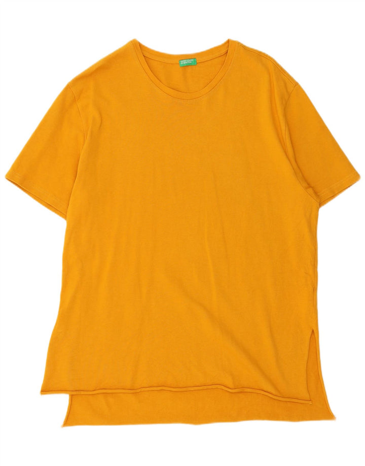 Benetton Damen Tunika-Oberteil UK 14 Mittelgelbe Baumwolle