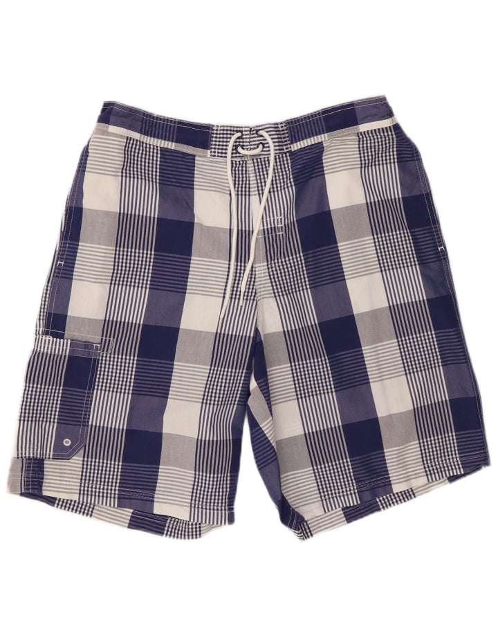 Marks & Spencer Herren Blue Harbor Badeshorts, groß, blau kariert, Baumwolle