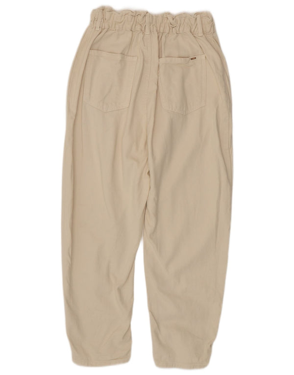 Zara Damen High Waist Tapered Jeans EU 40 Medium W30 L25 Beige Baumwolle