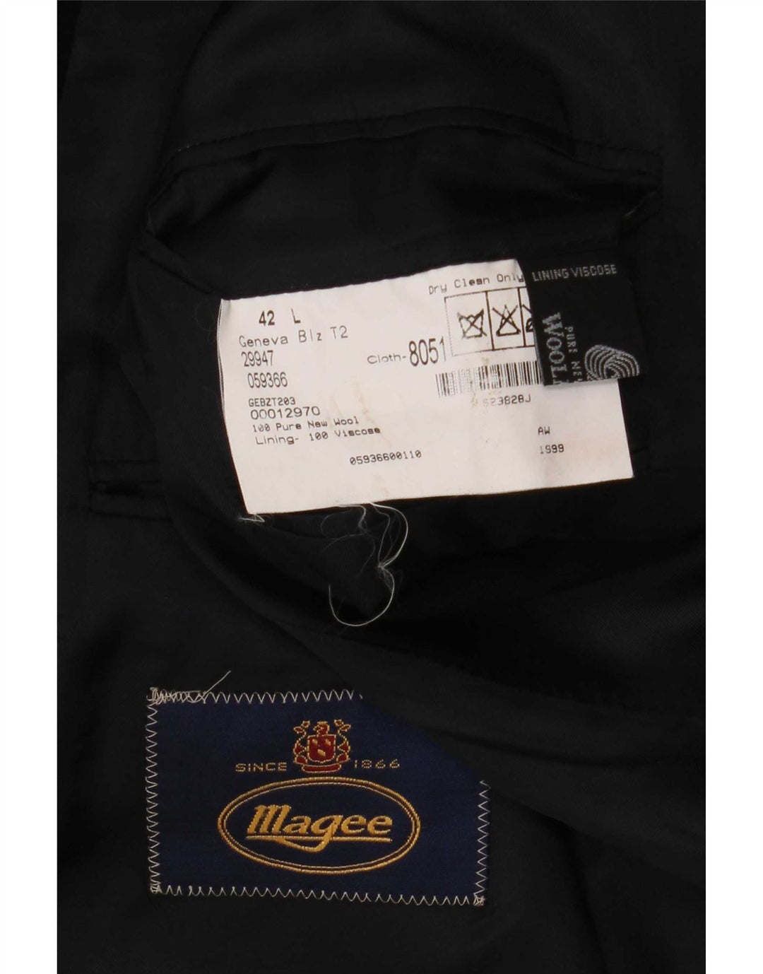 Magee Herren-Blazer mit 2 Knöpfen, UK 42, XL, Marineblau, Schurwolle