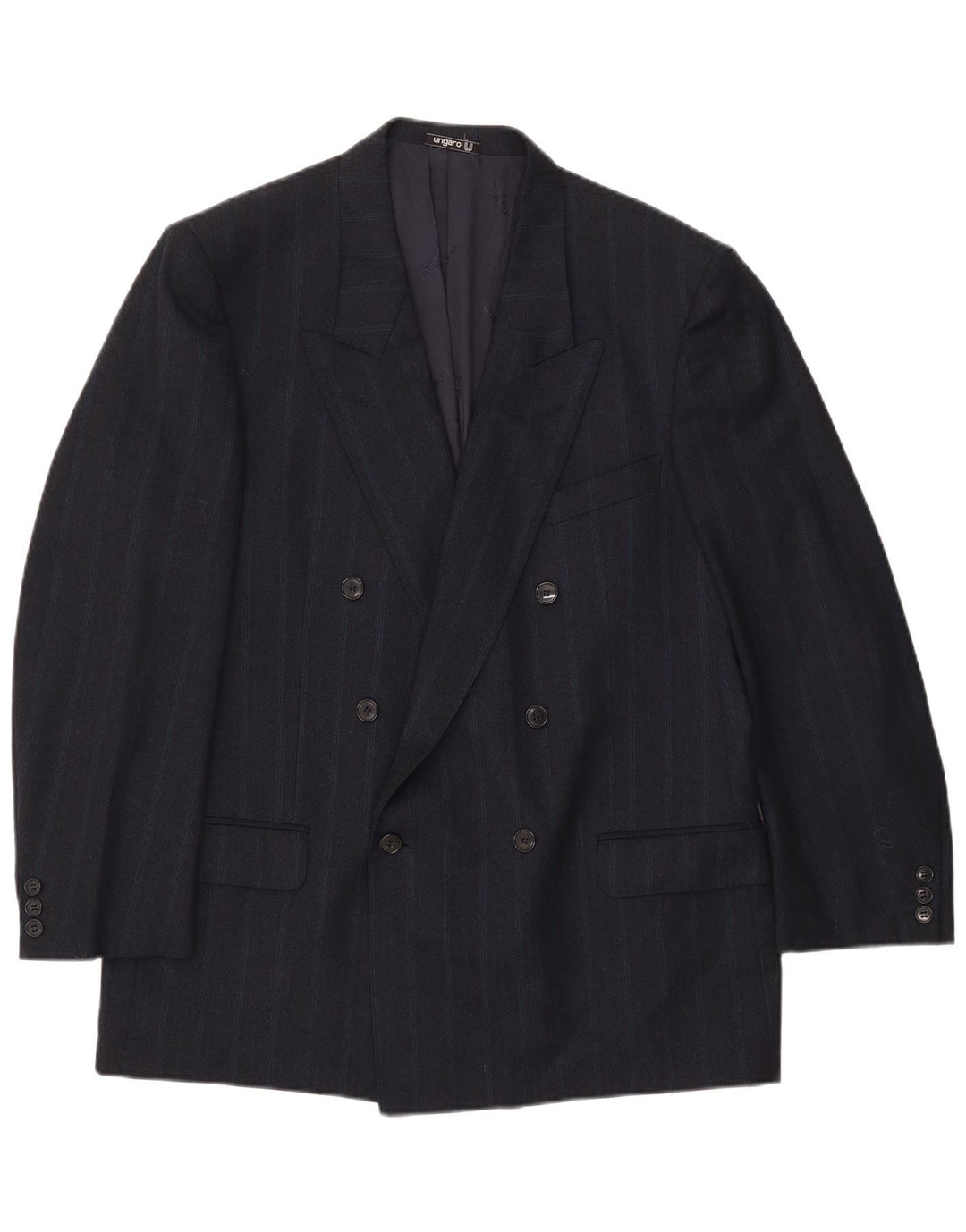 Ungaro Herren-Blazer, zweireihig, Gr. 38, Mittelblau, Nadelstreifen