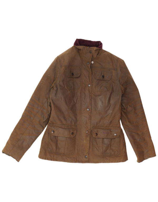 Barbour Damenjacke aus gewachster Baumwolle, UK 10, Größe S, braune Baumwolle
