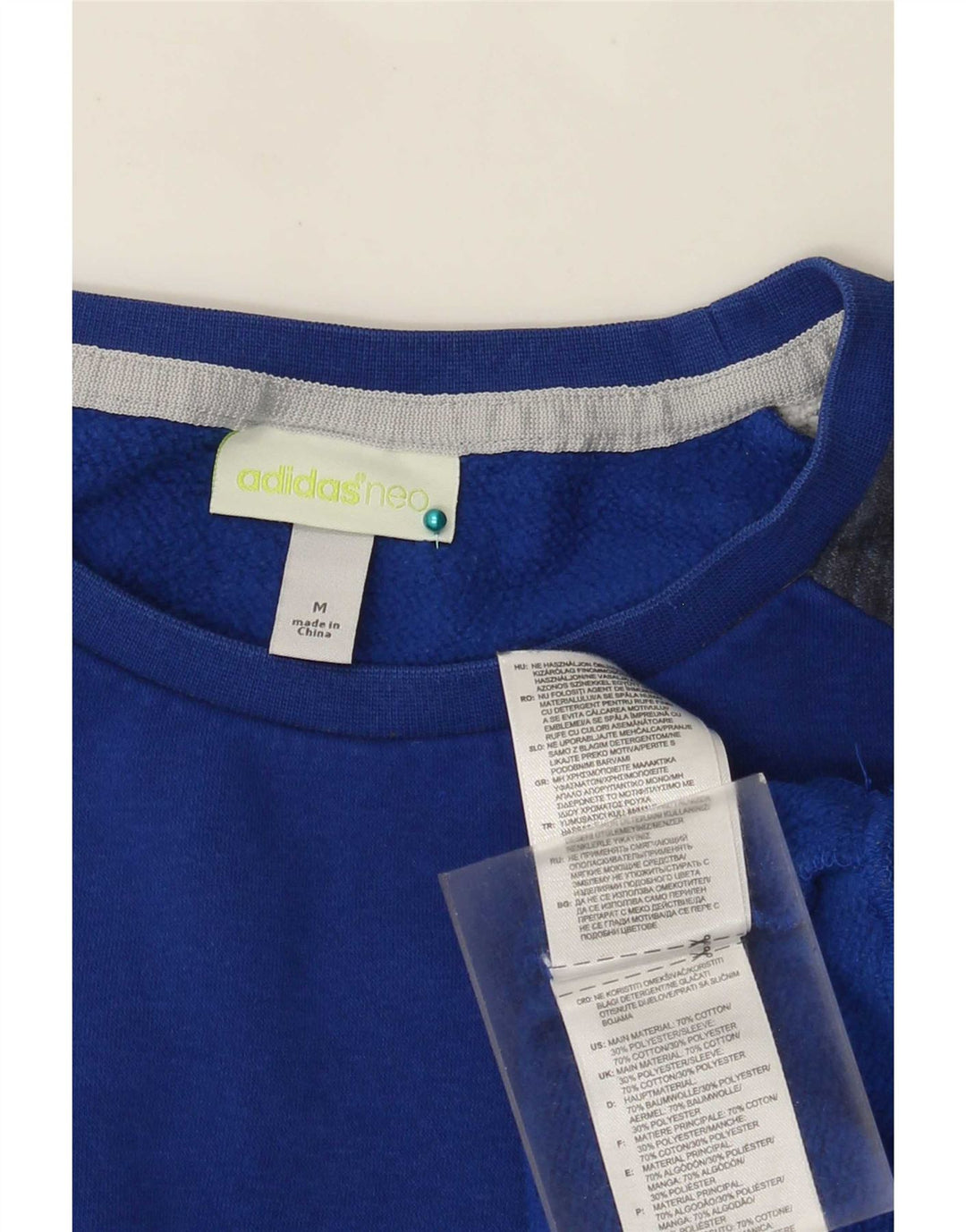 Adidas Herren Neo Graphic Sweatshirt Pullover mittelblaue Colourblock-Baumwolle
