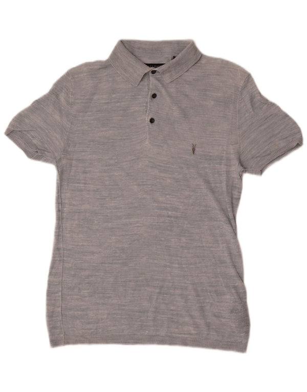 ALL SAINTS Herren Kurzarm-Pullover mit Rollkragen, XS, Blau meliert