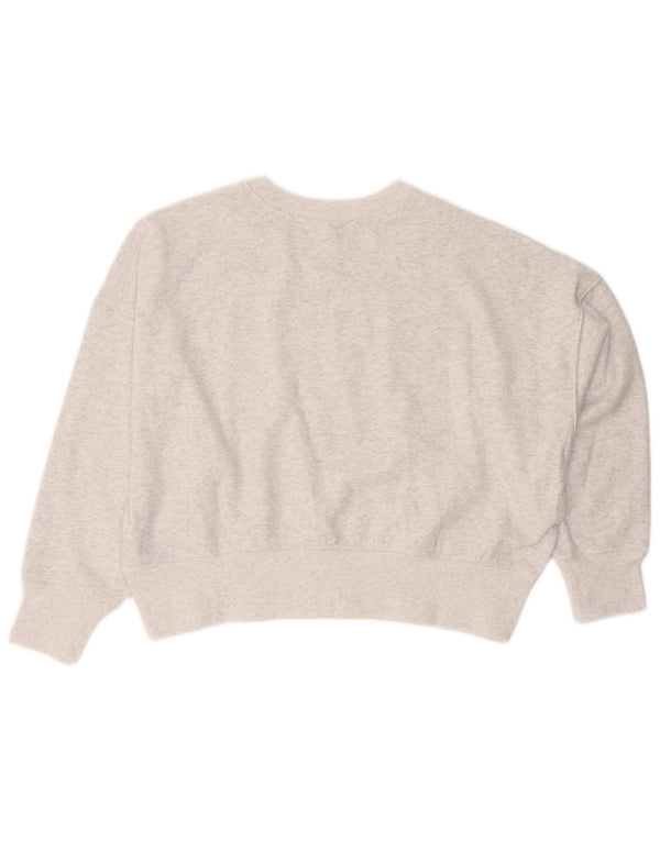 Dkny Womens Crop Graphic Oversized Sweatshirt Pullover UK 10 Small Grau