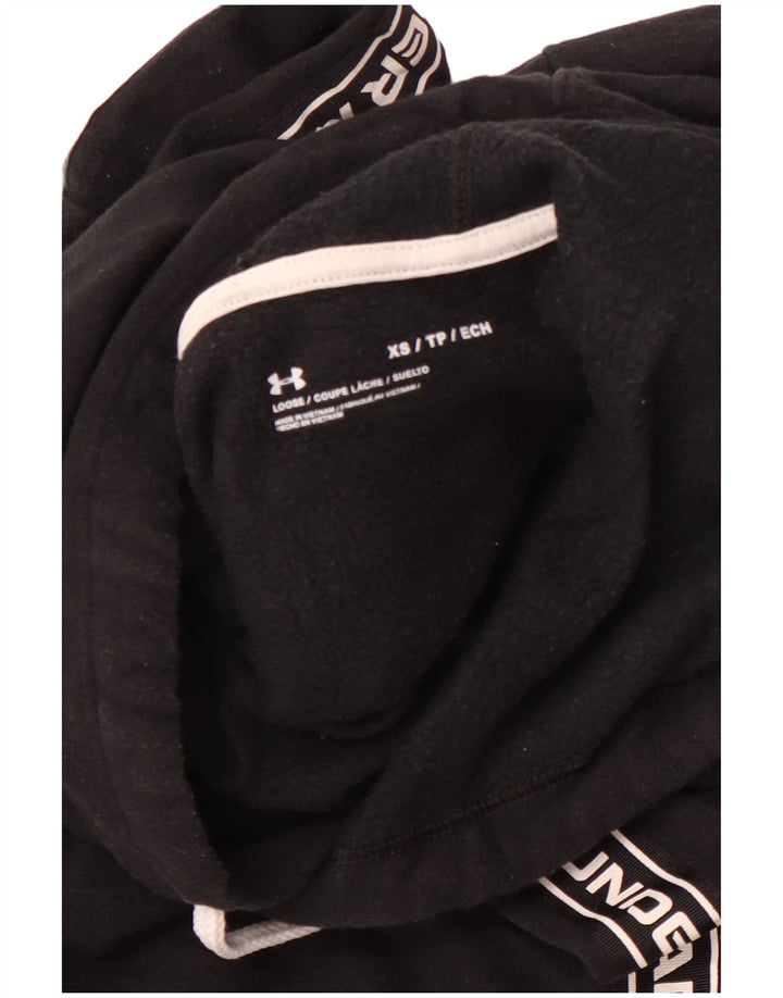 UNDER ARMOUR Damen Übergroßer Graphic Crop Hoodie Pullover UK 6 XS Schwarz