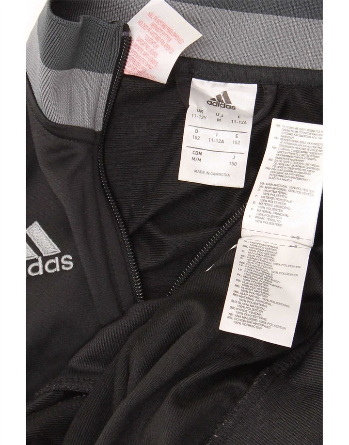 Adidas Jungen Trainingsanzug Top Jacke 11-12 Jahre Schwarzes Polyester