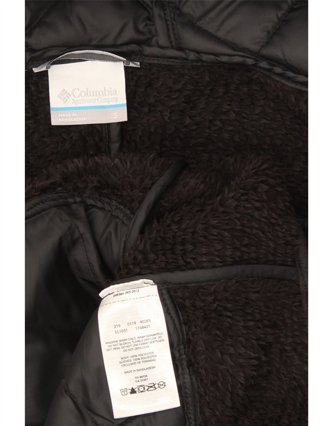 Columbia Damen-Fleecejacke mit Kapuze, gesteppt, UK 10, Größe S, Schwarz, Polyester