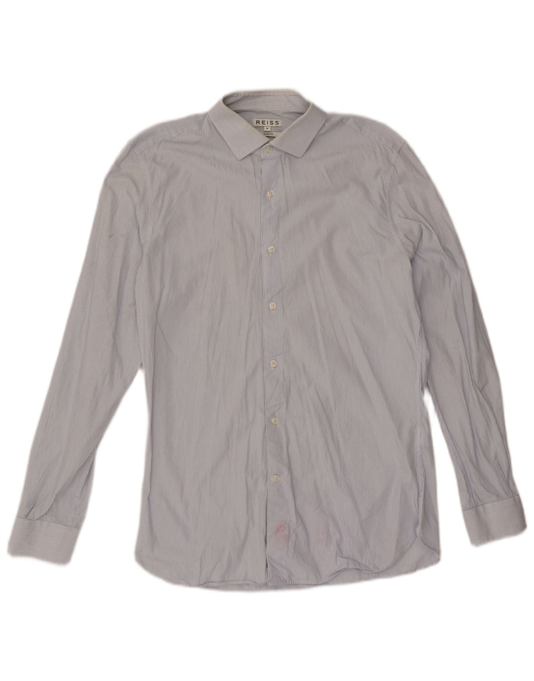 Reiss Herren-Slim-Fit-Hemd aus mittelblauer, gestreifter Baumwolle