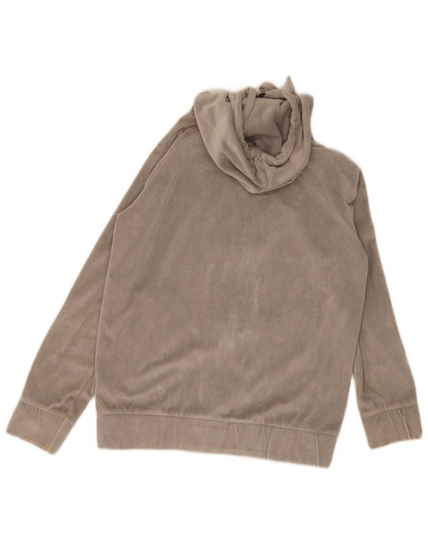 Ellesse Damen Velours-Kapuzenpullover mit Reißverschluss, UK 14, mittelgraue Baumwolle