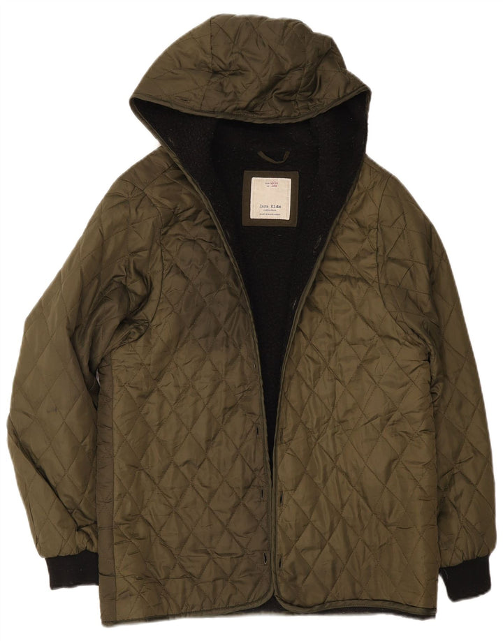 Zara Steppjacke mit Kapuze für Jungen, 13–14 Jahre, Khaki, Polyester