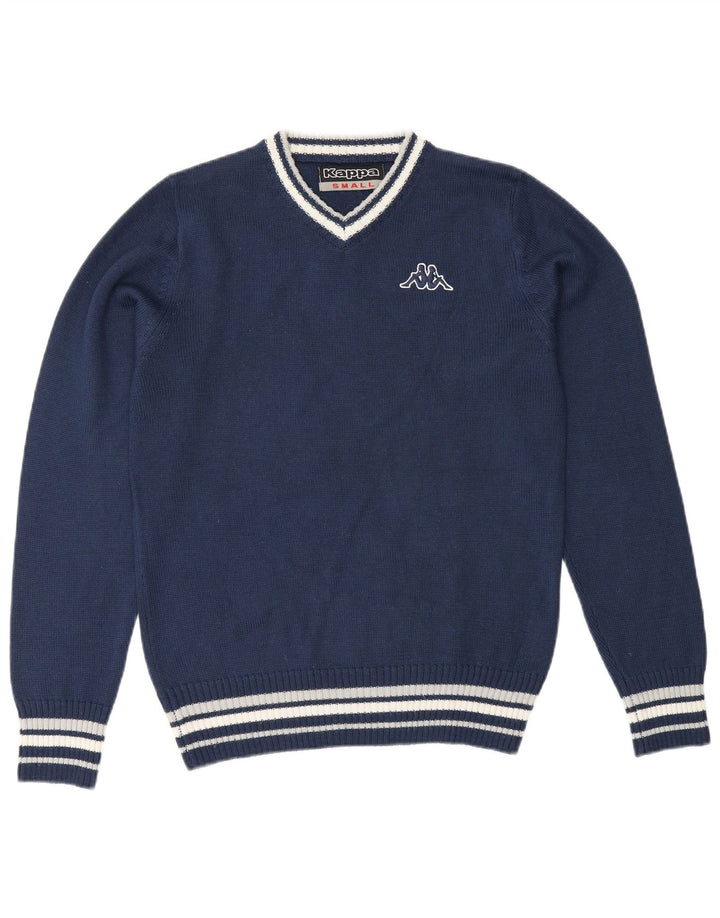 Kappa Herren-Pullover mit V-Ausschnitt, klein, marineblau, gestreift, Acryl