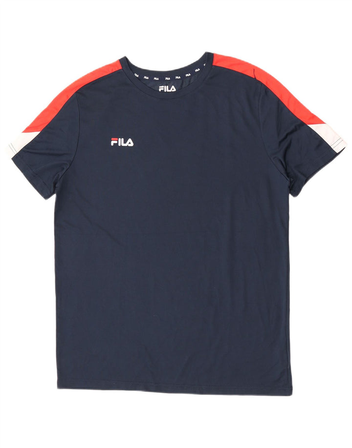 Fila Herren-T-Shirt-Oberteil, groß, marineblau, Farbblock-Polyester