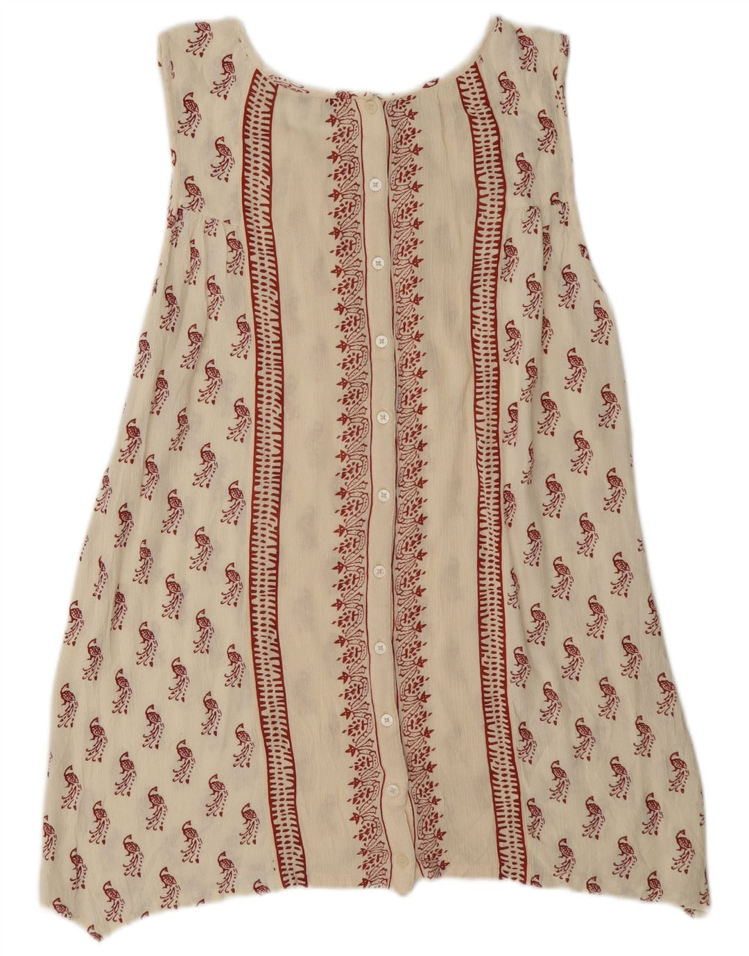 Fat Face Damen-Tunika-Oberteil mit abstraktem Muster, UK 12, Mittel, gebrochenes Weiß
