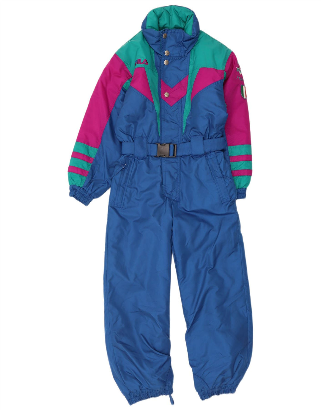 Fila Ski-Overall für Jungen, 9–10 Jahre, blaues Farbblock-Polyester