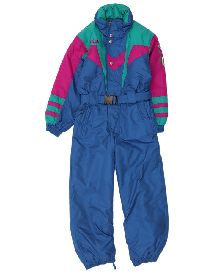 Fila Ski-Overall für Jungen, 9–10 Jahre, blaues Farbblock-Polyester