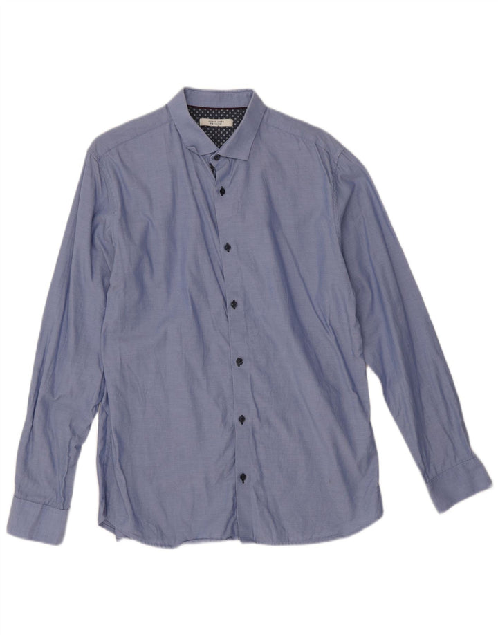 Jack & Jones Herrenhemd, Größe 42, groß, blaue Baumwolle
