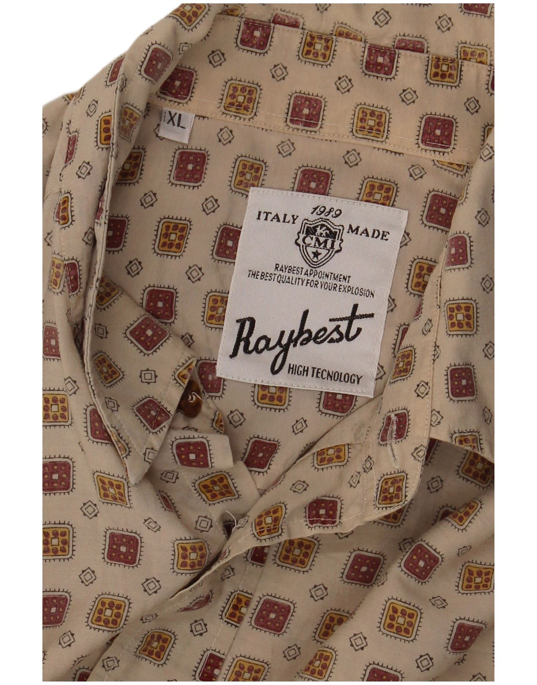Raybest Herrenhemd XL Beige Geometrisch