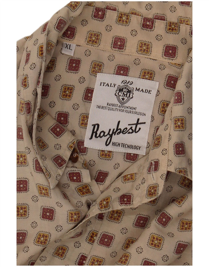 Raybest Herrenhemd XL Beige Geometrisch