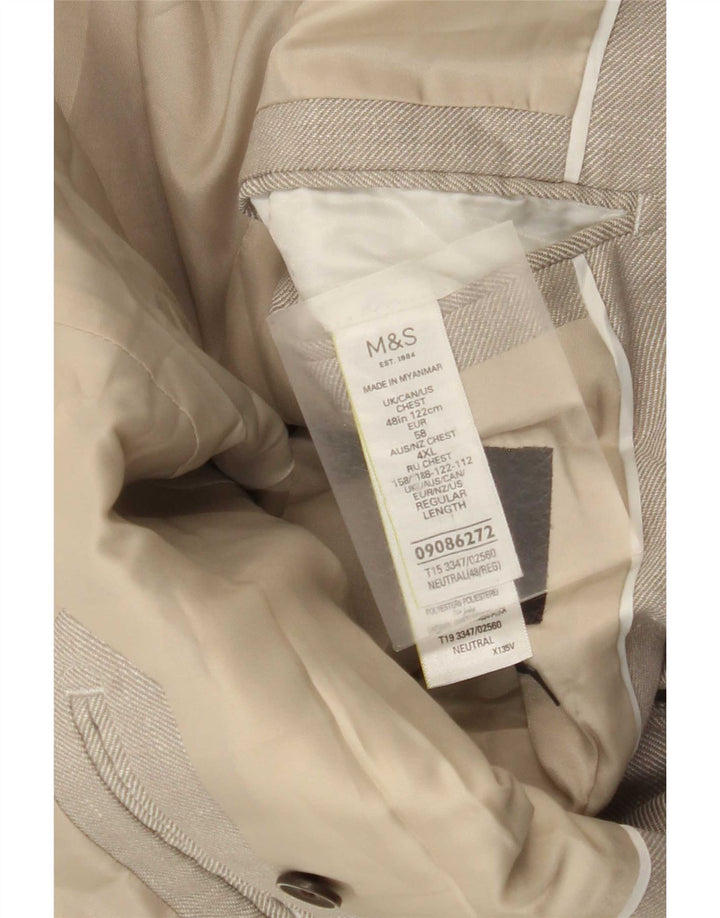 Marks & Spencer Herren 2-Knopf-Blazerjacke UK 48 2XL Beige Leinen