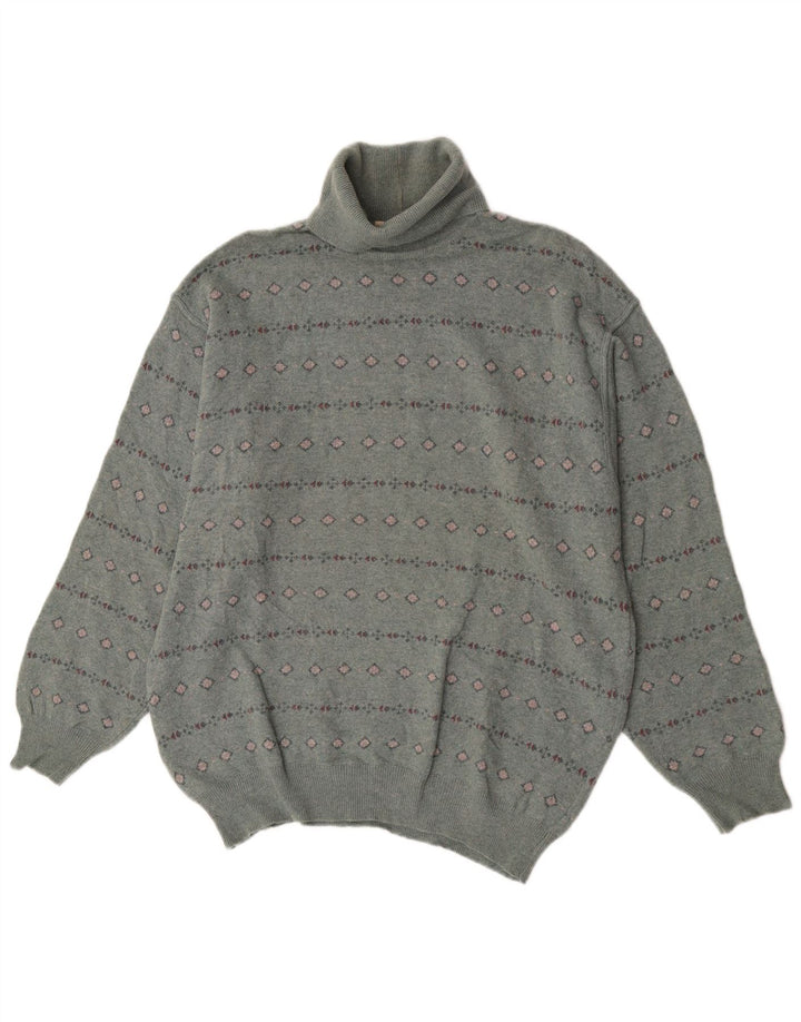 Bramante Herren-Pullover mit Rollkragen, groß, graue, geometrische Schurwolle
