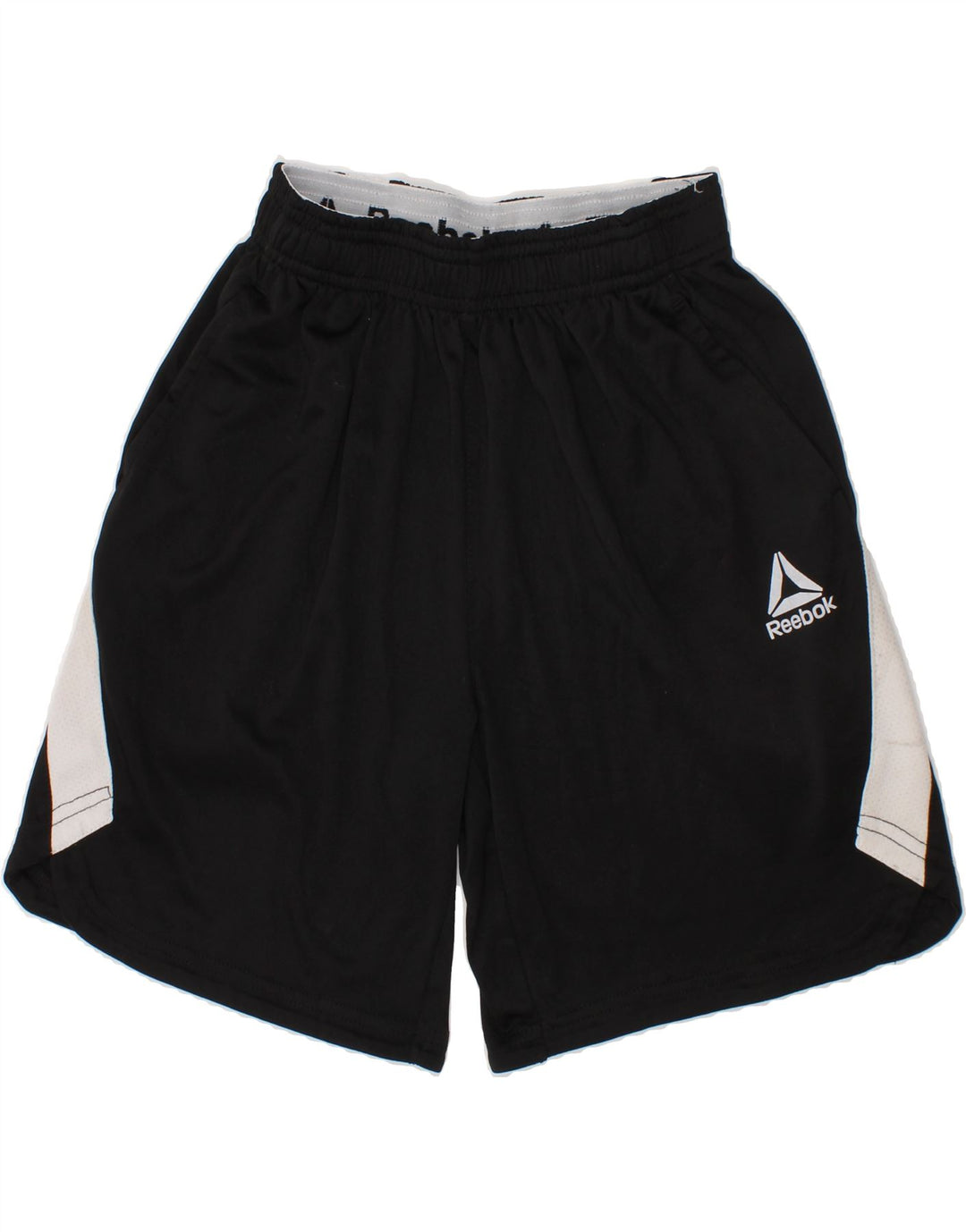 REEBOK Boys Graphic Sport Shorts 7-8 Years Medium  Black Colourblock Vintage Reebok and Second-Hand Reebok from Messina Hembry 