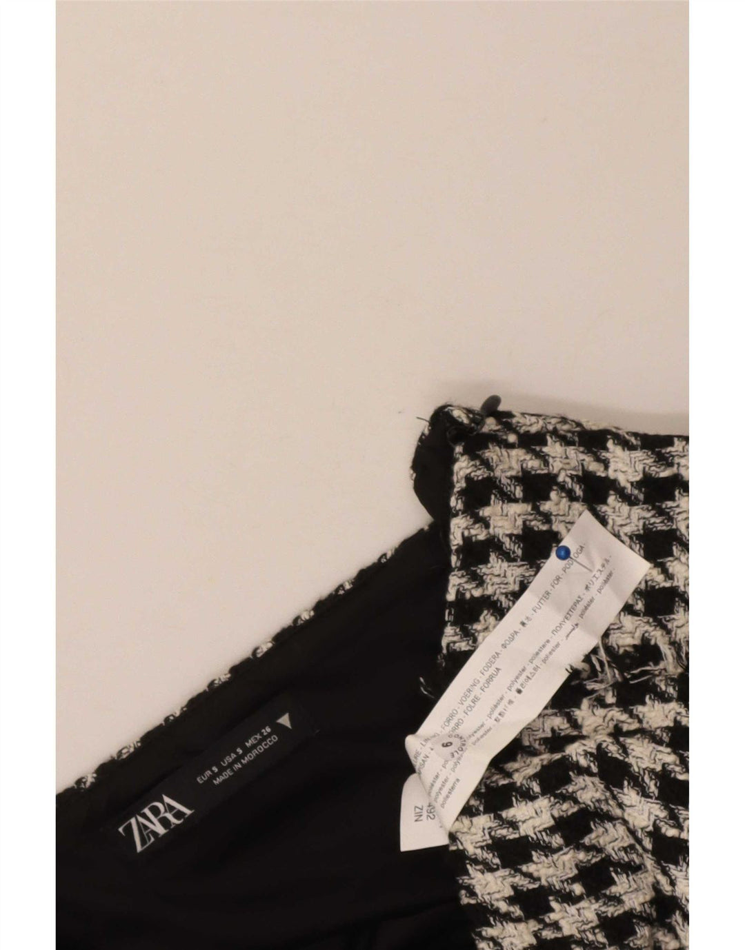 Zara Damen Minirock Small W26 Schwarzer Hahnentritt-Polyester